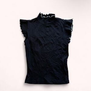 Zara Black Ruffle Trim Blouse